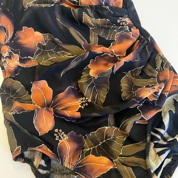 Miraclesuit One-Piece Bathing Suit 14 Black Tropical Ruched Shaping Support Swim - Picture 3 of 10